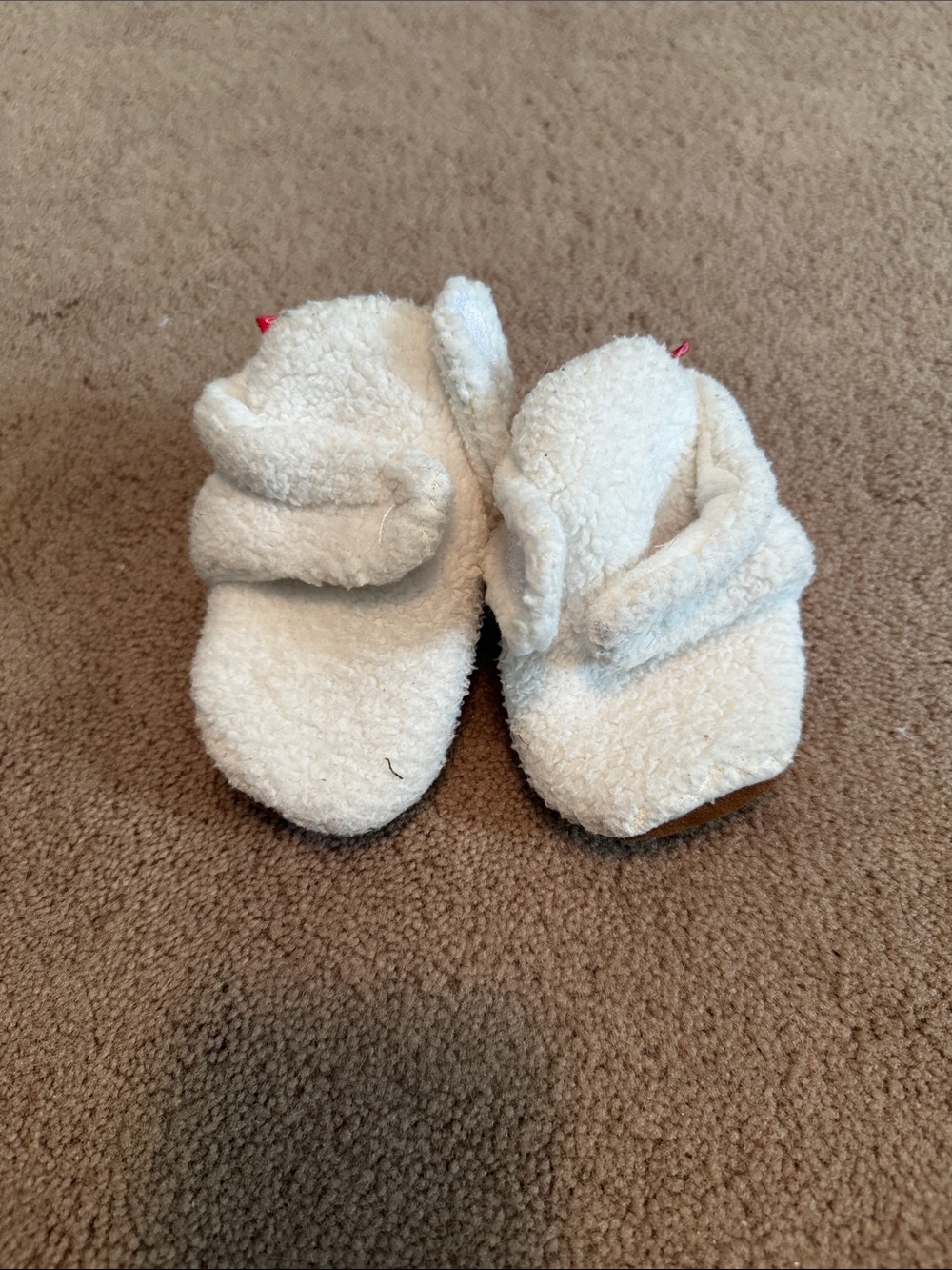 Plush Cream Baby Walker Booties with Secure Strap